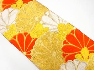 アンティーク　菊青海波模様織り出し袋帯（着用可）